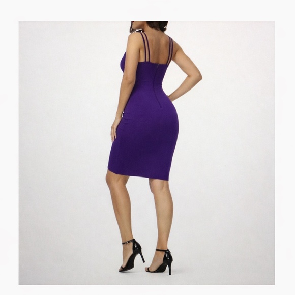 Grace Karin Purple Ruched Surplice Bodycon Midi Dress 2X - Picture 13 of 14